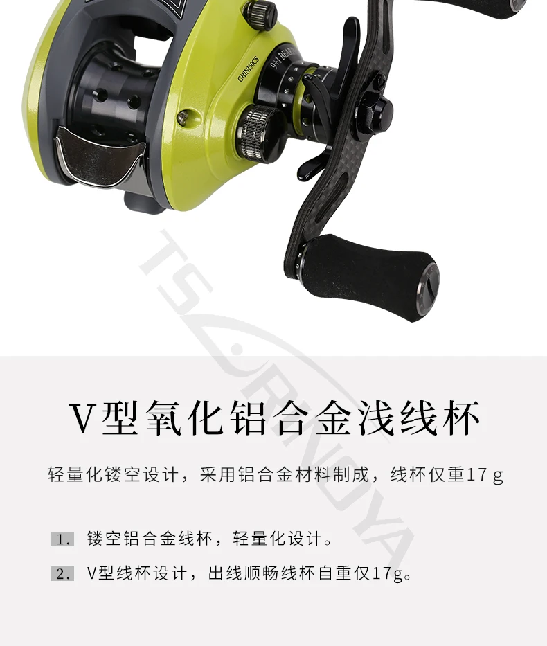 Corpo de Metal Cheia de Carbono Gota de Água Carretel de Pesca-carretel 9 + 1bb Ghini Rocker Roda Mão Esquerda Direita Baitcast 6.6: 1 22 9 + 1BB mão esquerda mão direita