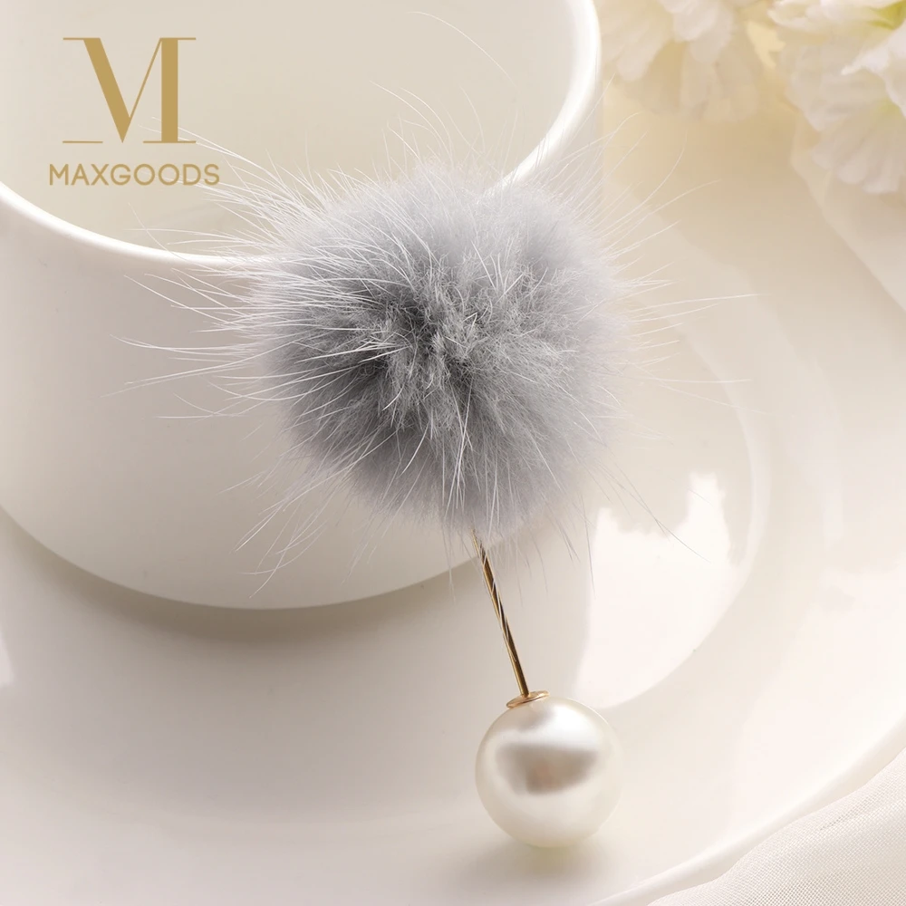 

1Pcs Chic Simulated Pearl Brooch Pins For Women Korean Fur Ball Piercing Lapel Pins And Brooches Collar Jewelry Gift