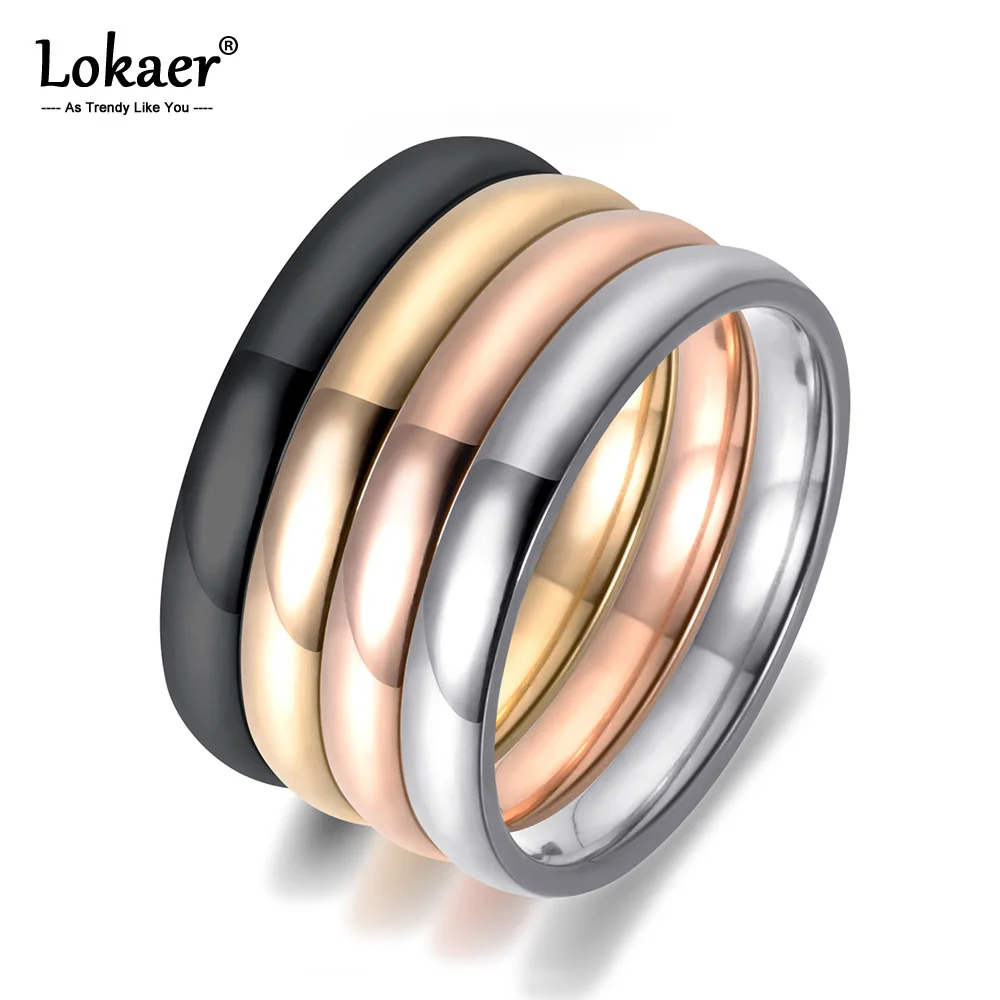 

Lokaer 4pcs a Set of 4 Colors Thin Stacking Ring Set 3mm Spiral Individual Stacking Stainless Steel Rings For Women Men R18058