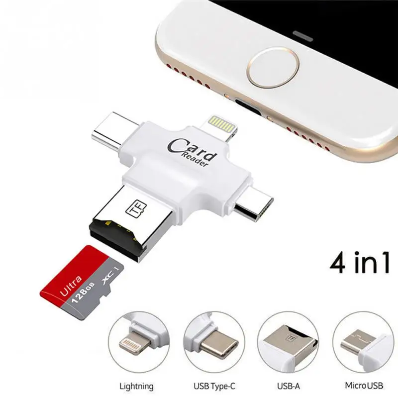 4in1 iOS Micro USB Type C OTG Micro SD TF Card Reader for Android iPhone 7 6S SEin Card Readers