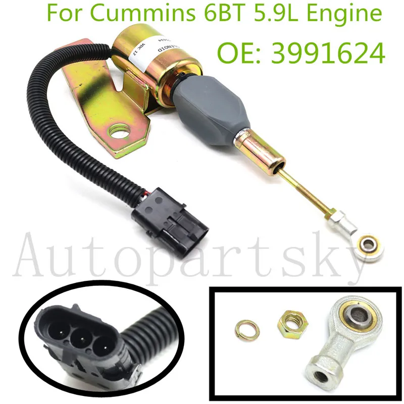 

New For Cummins 6BT 5.9L Engine Shutdown Shut Off Solenoid 12V OEM # 3991624 SA-4959-12 SA-4959