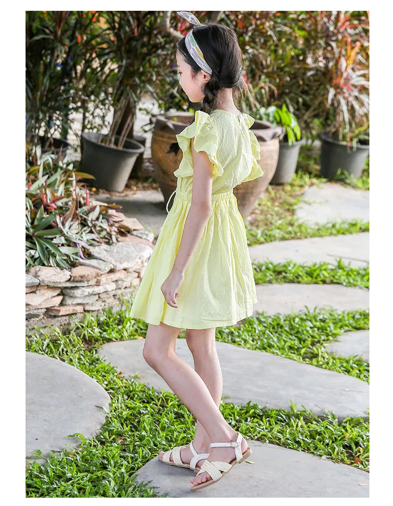 New Summer 2018 Baby Big Girl Dress Children Petal Sleeve Sundress Kids Holiday Party Dresses Clothing Princess Costume For Girls Cotton dress Clothes (7)