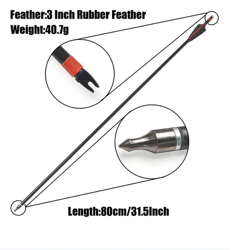 31.5inch Archery Fiberglass Arrow 100 Grain Arrowhead Steel Target Arrow Point Head Black and Red Vanes Feather For Recurve Bow 31.5inch Archery Fiberglass Arrow 100 Grain Arrowhead Steel Target Arrow Point Head Black and Red Vanes Feather For Recurve Bow