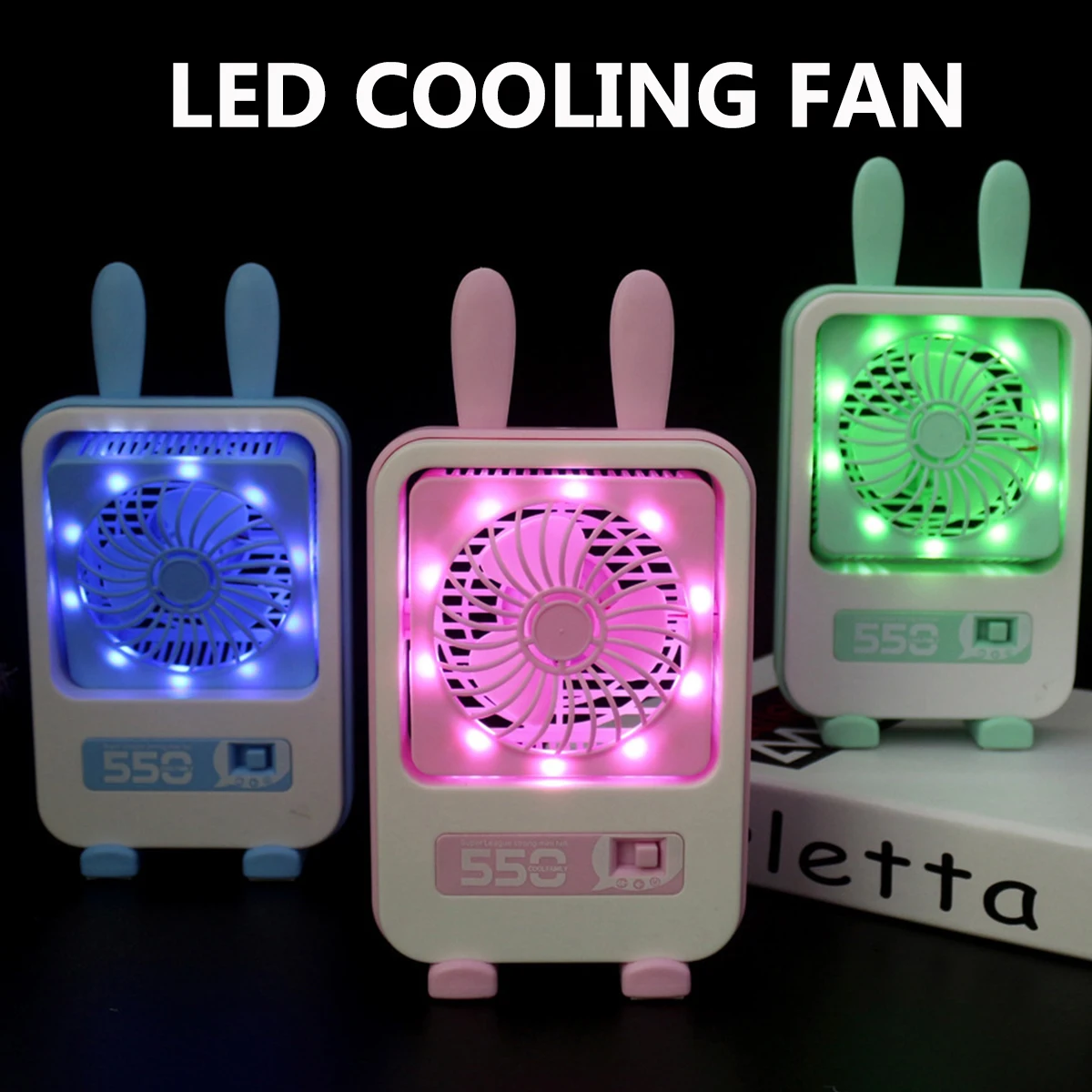 Mini portátil recargable Handheld LED noche luz USB Ventilador 2 Velocidad Ajustable hogar Ventilador de refrigeración de aire ventilador