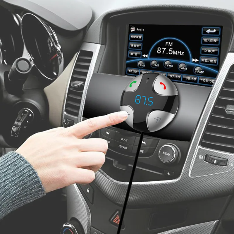 Bluetooth Car Kit Handsfree fm-передатчик A2DP Беспроводной Автомобильный MP3-плеер Поддержка карты памяти воспроизведения музыки двойной зарядное