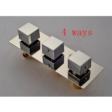 Роскошный 4 способа хромированный настенный душевой клапан термостатический смеситель управления 3 ручки