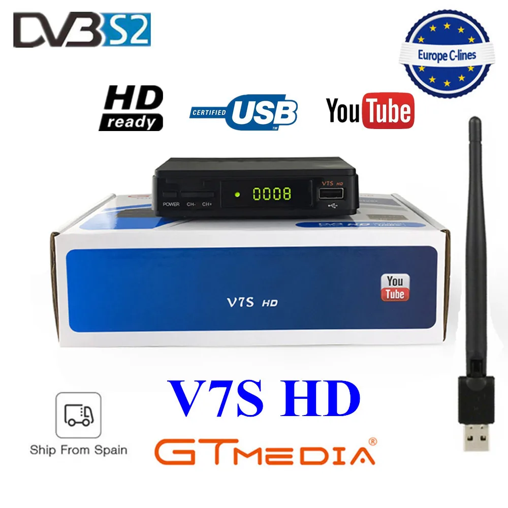 Freesat GTMEDIA V7S HD спутниковый ресивер+ USB wifi+ Cline 3 года Европа Испания clines обновление с V7 HD DVB-S2 цифровой рецептор