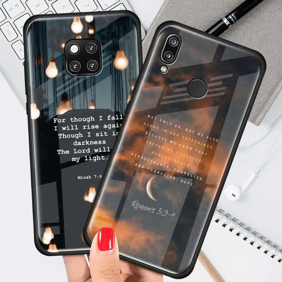 Чехол из закаленного стекла Bible verse для Huawei P30 P40 Pro Plus P20 Lite P Smart 2019 Nova 5i 5T 5z 7i