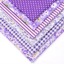 6Pcs 25cmx25cm Purple Random Floral Cotton Printed Fabric Sewing Quilting Fabrics for Patchwork Needlework Handmade Material pink random floral printed jacket