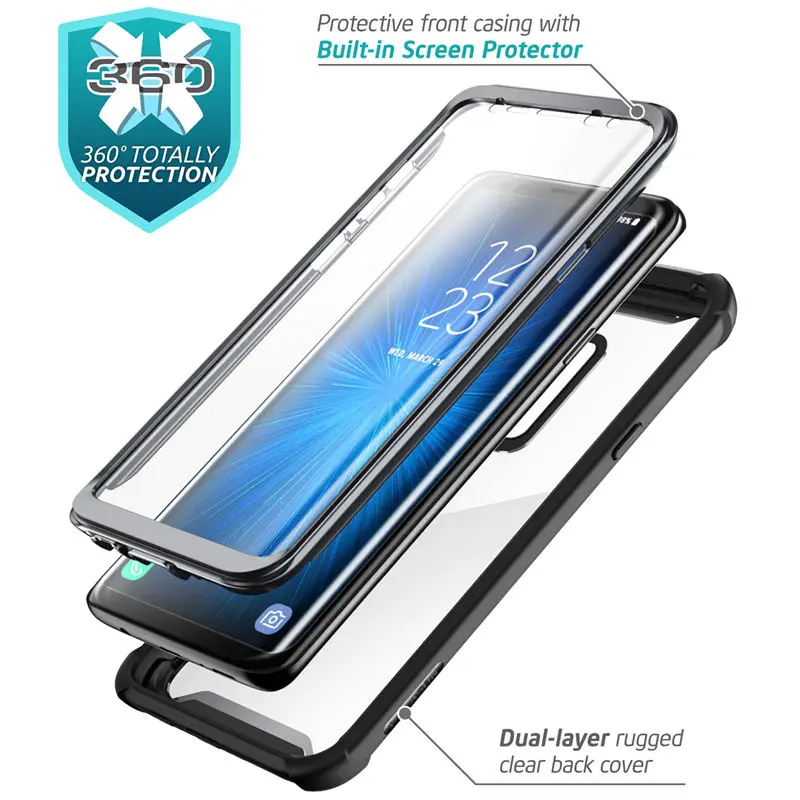 For Samsung Galaxy S9 Case 2018 Original i-Blason Ares Series Full-Body Rugged Clear Bumper Case with Built-in Screen Protector 2