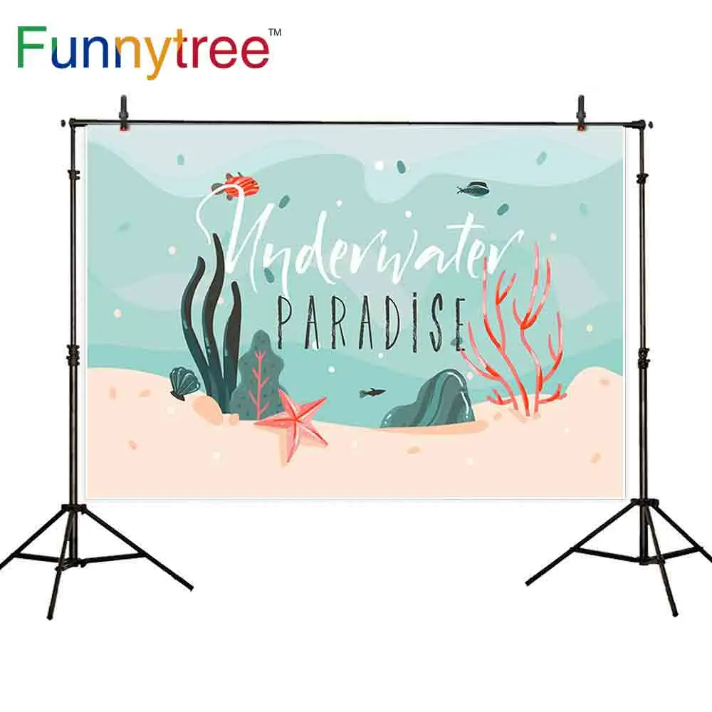 Фон для фотосъемки Funnytree с изображением детской тематики подводный фон рыбы