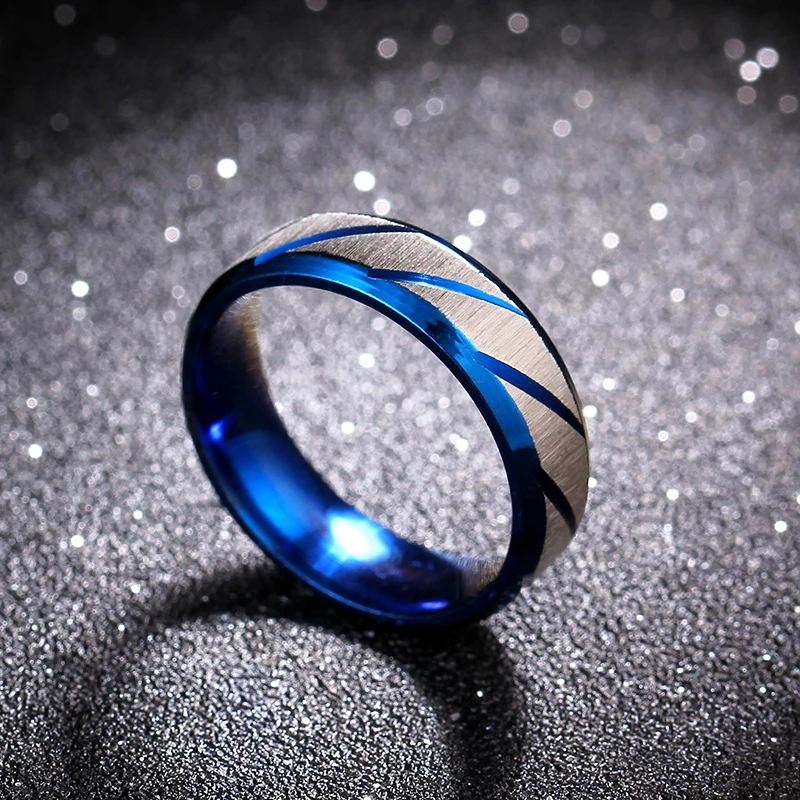 6mm Blue Twill Ring Titanium Brushed Ring for Men and Women Personalized Customize Engraved wedding rings signet ring round rings cross rings silver ring womens ring fidget rings couple rings cubic zircon ring turkish rings finger rings jewelry rings ring jewelry anime rings moissanite ring survival ring
