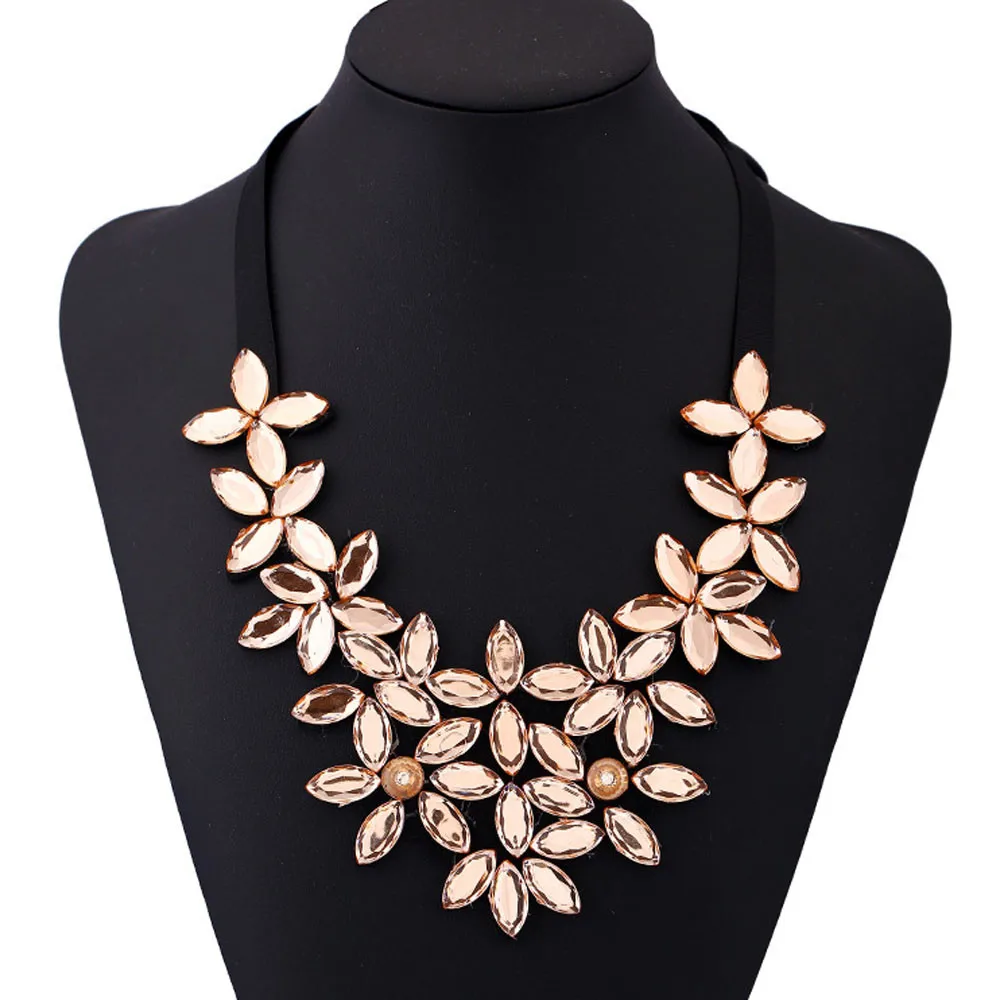 

2019 Hot Sale 1pc Flower Ribbon Chain Short Necklace Pendant Crystal Choker y Collar For Gift Dropshipping