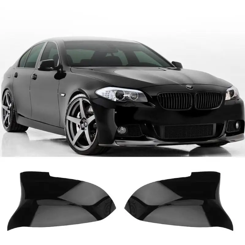 cheap 1 Pair Carbon Fiber Pattern Door Wing Mirror Cover Gloss Black Caps for BMW F01 F06 F10 F11 F12 F13 Dropshipping 2019 Hot