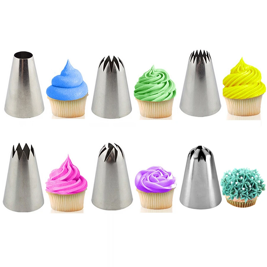 Large 6pcs/set Cream Pastry Tips Stainless Steel DIY Cupcake Icing Piping  Nozzles Cake Fondant Decorating Tools|piping tips|pastry nozzlestip set -  AliExpress