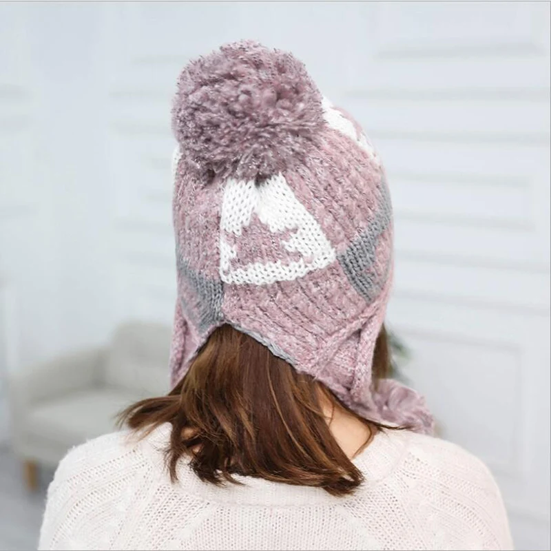 Модные вязаные шапки Ymsaid Hats2018 с помпоном для женщин и девушек плотная теплая
