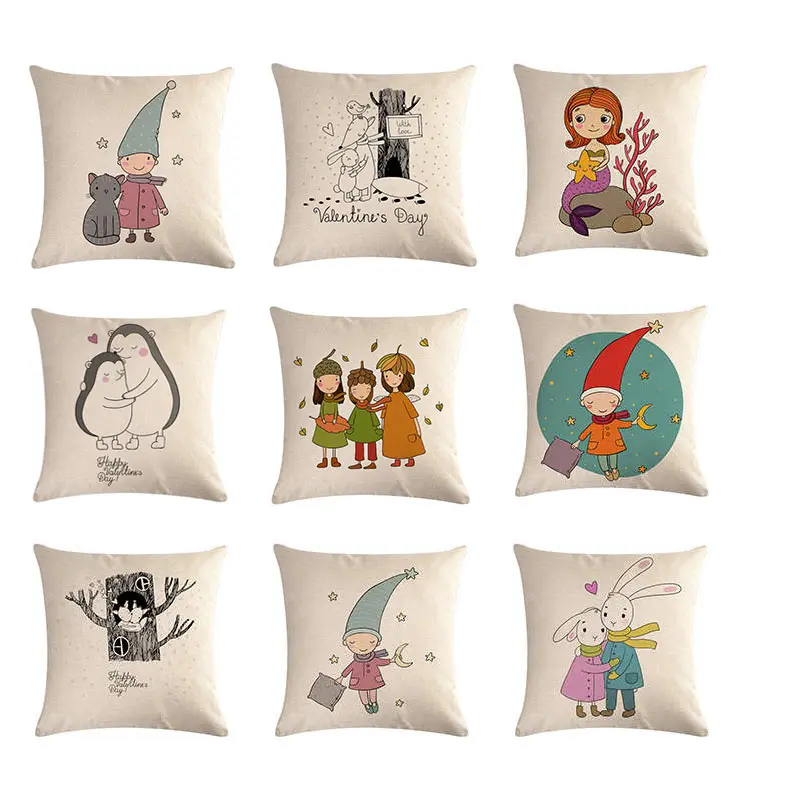 

Cute Cartoon Pillow Case Adorable Animal Rabbit Cushion Cover For Children Room Decoration 45x45cm Throw Pillow Cover