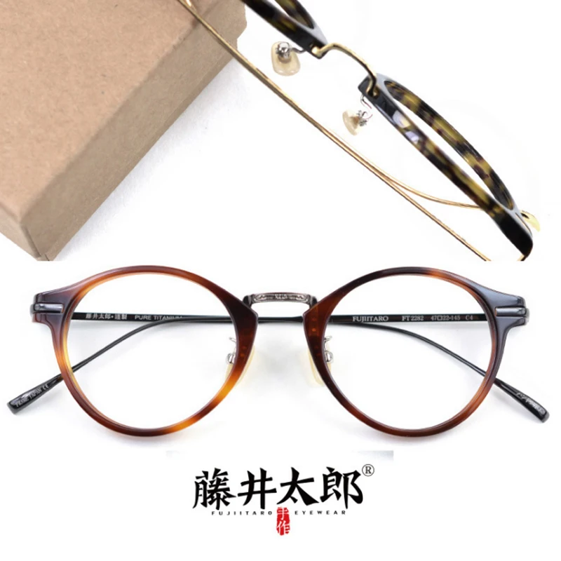 

TARO FUJII Spectacle Frame Eyeglasses Men Women Acetate&Titanium Myopia Computer Optical Clear Lens Glasses Frame Male FT2282