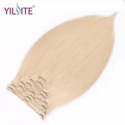 YILITE Full Head Brazilian Machine Made Remy Hair 130G Platinum Blonde 18inch Natural Straight Clip In Human Hair Extensions YILITE Full Head Brazilian Machine Made Remy Hair 130G Platinum Blonde 18inch Natural Straight Clip In Human Hair Extensions