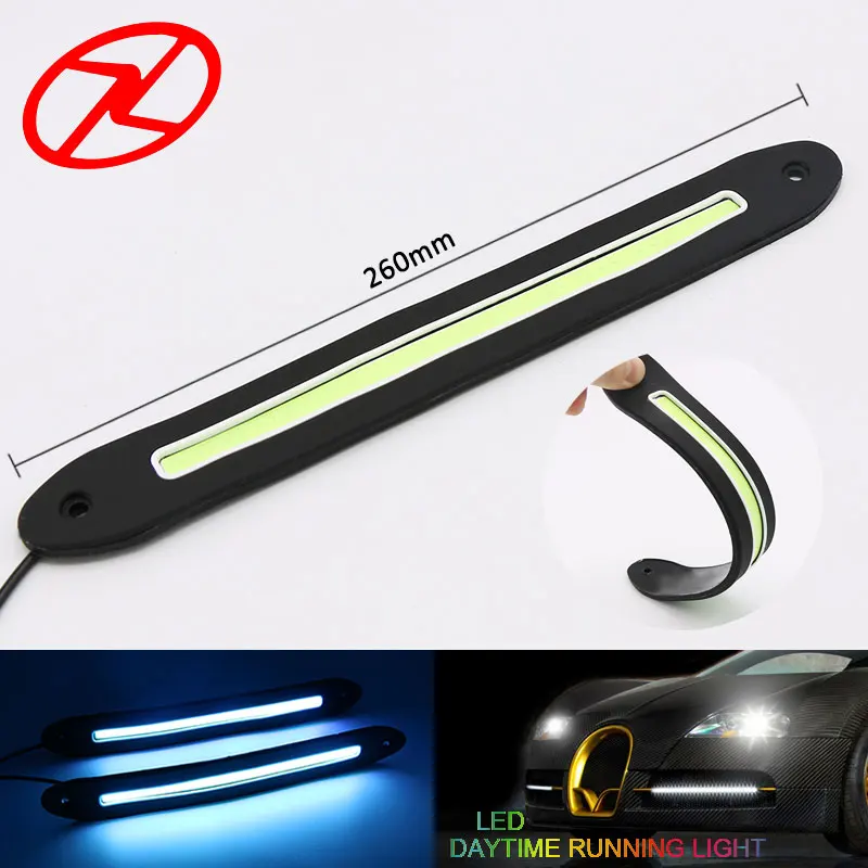 

2Pcs Car LED COB Daytime Running Light Long Strip DRL Auto Fog Day Driving Lamp Ice Blue Bright 12V