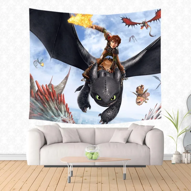 

How To Train Your Dragon Pattern Wall Hanging Tapestry Custom Beach Towel Polyester Travel Blanket Yoga Shawl Picnic Mat