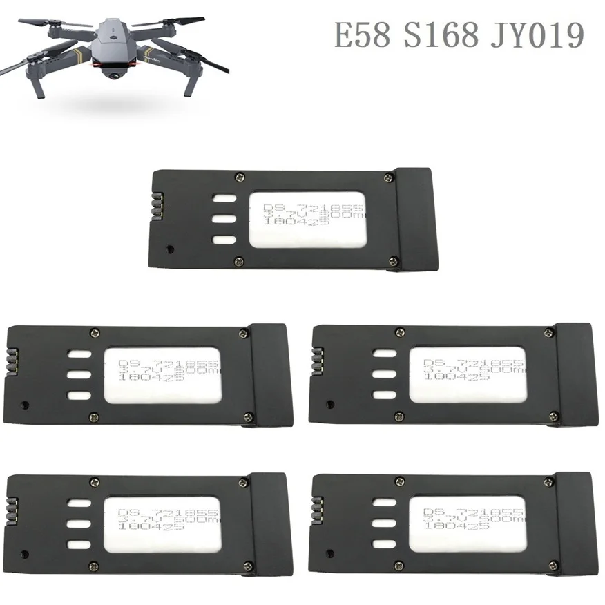 

Original for Eachine E58 JY019 S168 RC Quadcopter Spare Parts 3.7V 500mAH Lipo Battery For RC Drone Rechargeable battery 5pcs