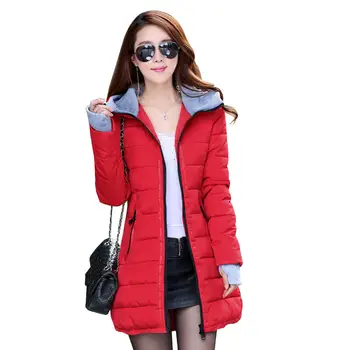 

Warm Winter Jackets Women Fashion Down Cotton Parkas Casual Hooded Long Coat Thickening Zipper Slim Plus Size Long Parka C2261