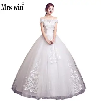 

2020 New Vestido De Noiva Mrs Win Elegant Boat Neck Ball Gown Classic Embroidery Robe De Mariage Real Photo Wedding Dresses