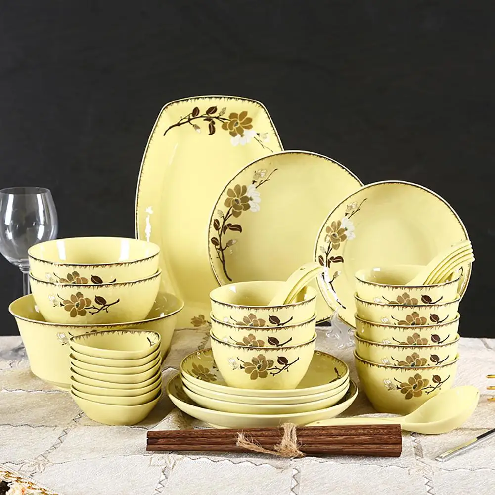 

DSstyles 43Pcs/Set Modern Style Stacked Ceramic Tableware Set(Kapok City)