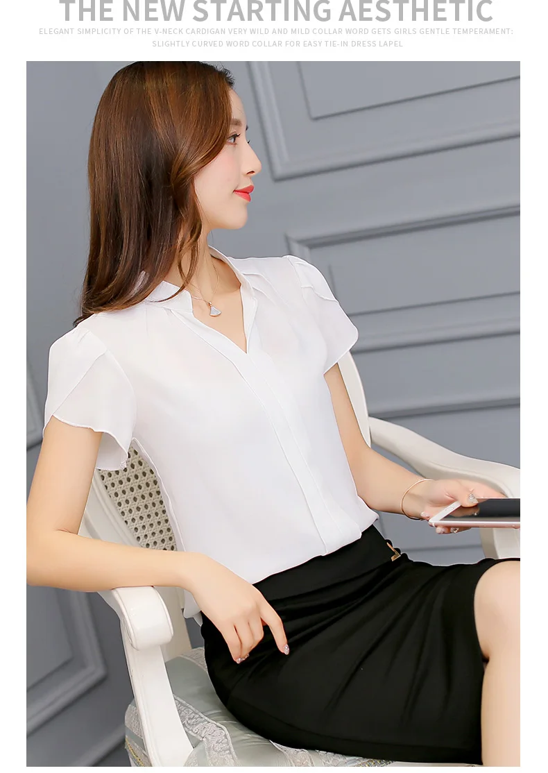 Летние блузки плюс размер 3XL белая рубашка женская блузка туника рубашки с коротким рукавом женская мода досуг шифон блузка топы