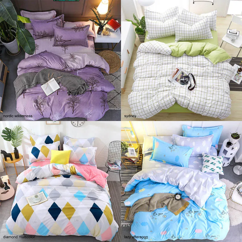 

Pink Flamingo Bedding Sets Bed Sheet Children Student Dormitory 3/4pcs Duvet Cover Bed Linings Geometric Pattern Cartoon
