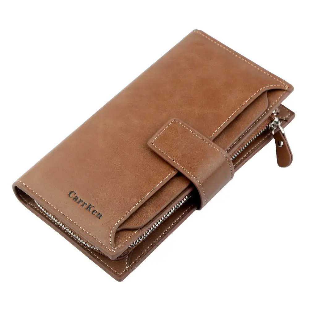 Light Brown 6 цветов, новинка, модные женские кошельки, на застежке, нубук, кожа, на молнии, кошелек, женский длинный дизайн, кошелек, два сложения, много цветов, клатч - Цвет: Light Brown