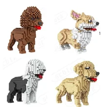 Cão bonito Mini Blocos de Construção de Plástico Brinquedo Modelo Brinquedos golden retriever Poodle Animais Brinquedos para Crianças Adoráveis Meninas Presentes