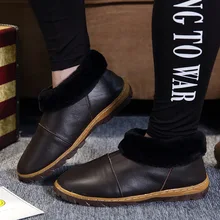 Мужские тапочки из натуральной кожи; домашние тапочки на плоской подошве; теплые домашние лоферы; Длинная плюшевая зимняя обувь для папы