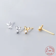 S925 Серебряные серьги для ногтей Женская Корейская версия простой Кролик Мини девушка сердце маленькие свежие серьги ювелирные изделия