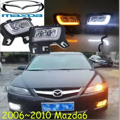 Автомобильный бампер, лампа для Mazda 6, мазда 6, противотуманный светильник, 2006, 2007, 2008, 2009, 2010, автомобильные аксессуары, светодиодный DRL Дневной ходовой светильник, Дневной светильник - Цвет: white yelo turn