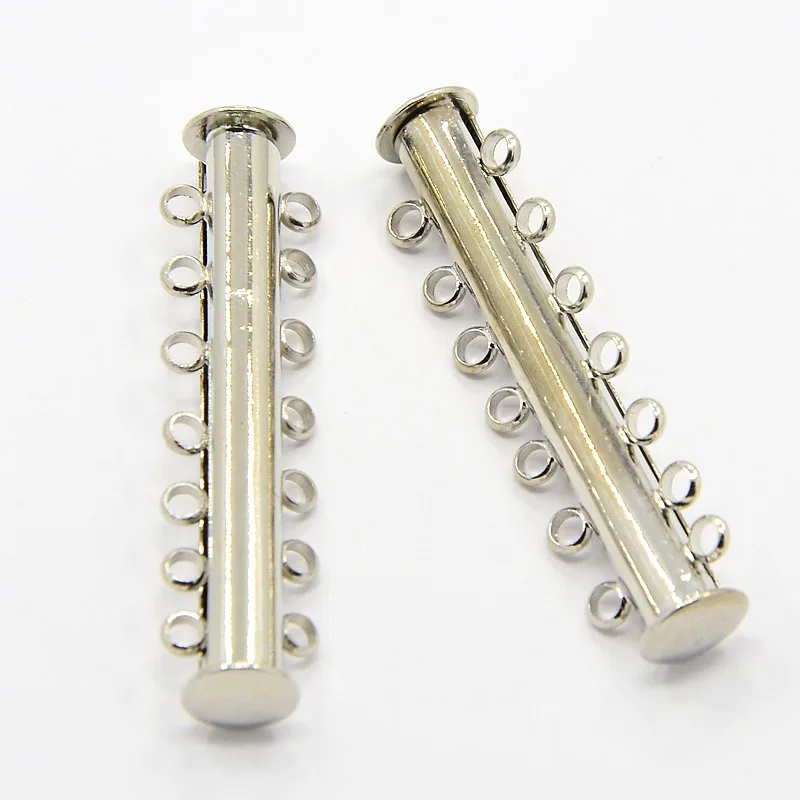 

PandaHall 2pc 40x10mm 7-strands Brass Magnetic Slide Lock Clasps 14 Holes Jewelry Accessories for Multi-strand Jewelry 2Color