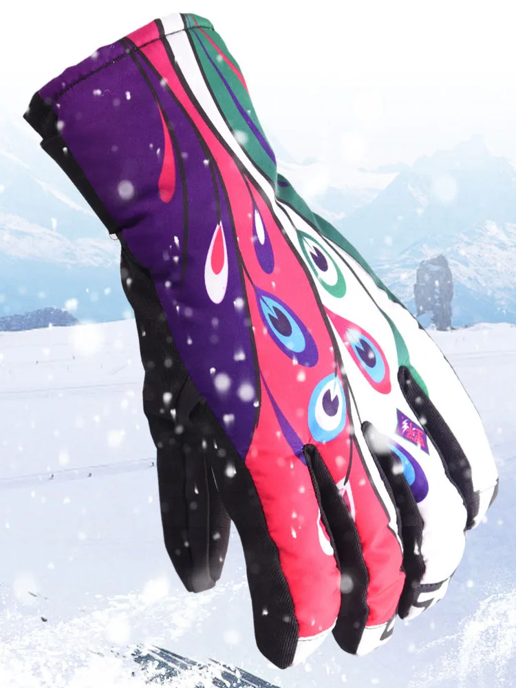 Зимние теплые перчатки для сноуборда, лыж, мотоциклетные велосипедные перчатки Нескользящие ветрозащитный водонепроницаемый для снега лыжные перчатки для мужчин и женщин - Цвет: Color 5