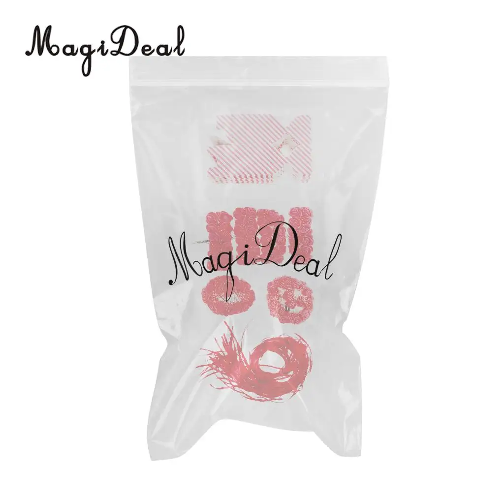 MagiDeal 50pcs Rose Flowers Ribbon Candy Gift Boxes Wedding Party Favor Decor Red