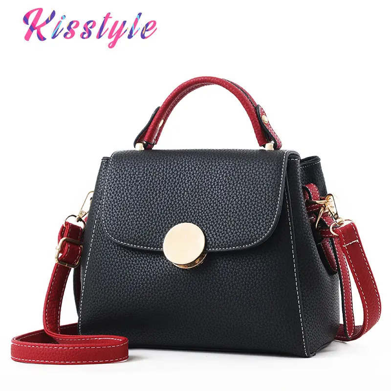 

Kisstyle Vintage Women Handbag Brand Designer PU Leather Solid Female Shoulder Bag Luxury Women Casual Tote Messenger Bags