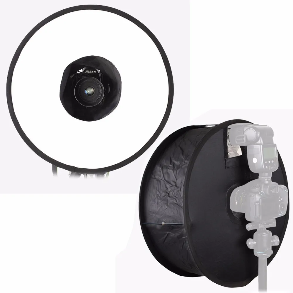 

18" 45cm Foldable Ring Speedlite Flash Diffuser Softbox Speedlight Round Style Flash Light Shoot for Canon Nikon Speedlight