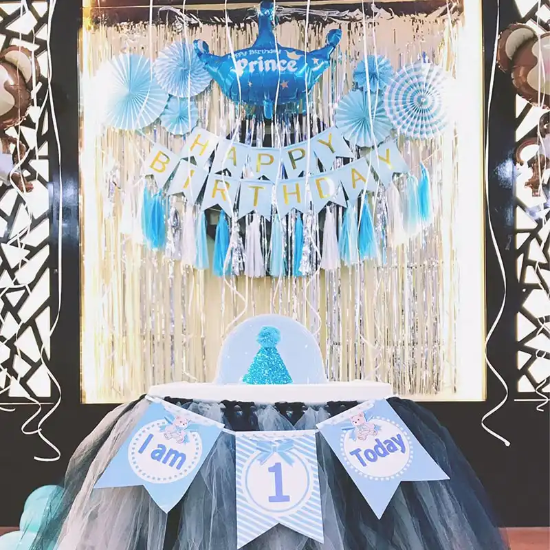 I Am 1 Today 1st Banner Paper Birthday Bunting One Year Old Baby Boys Girls Kids First Birthday Party Decoration Happy Birthday Banners Streamers Confetti Aliexpress