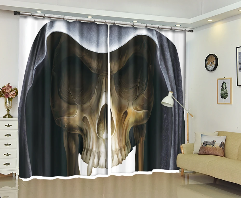 skull living room curtains