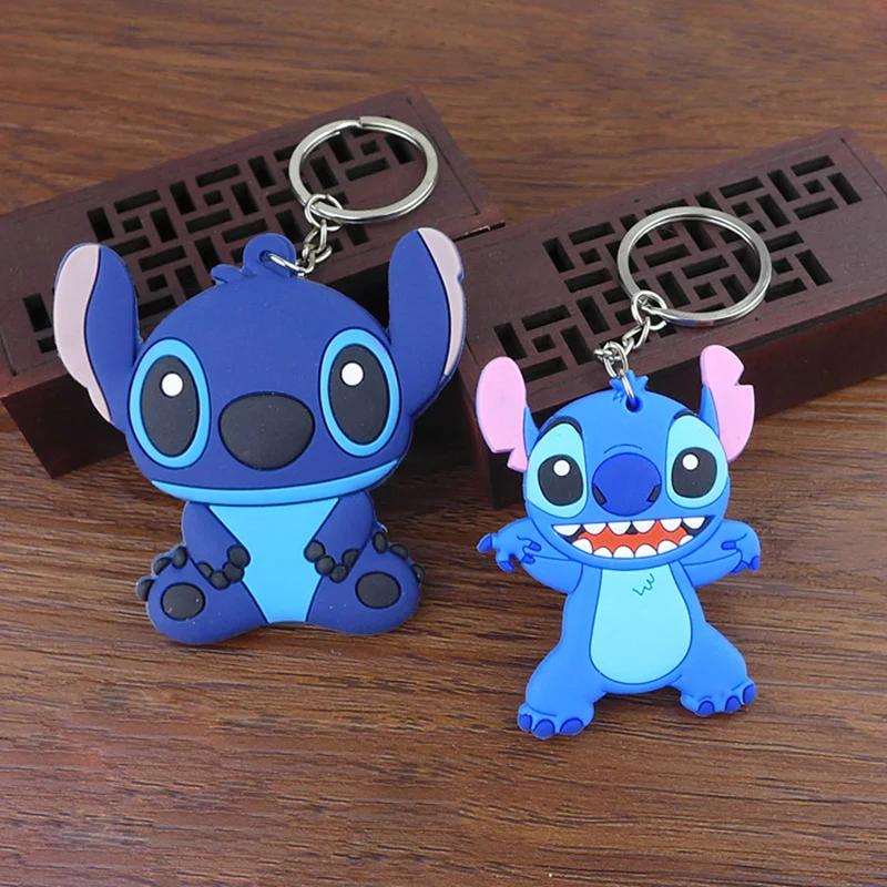 

CXZYKING 2017 New Lilo And Stitch Toys Cartoon Anime Stitch Keychain Gifts Round Key Ring Pendant Figure Model Accessory