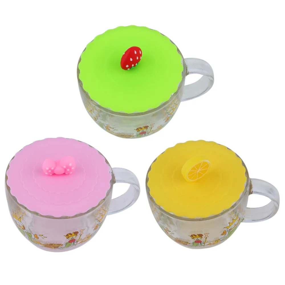 1Pc Cute Anti dust Silicone Glass Cup Cover Coffee Mug Suction Seal Lid