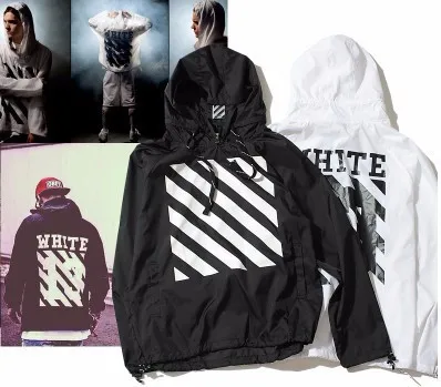 White sun protection hoodie Virgil Abloh Pyrex Vision street sweatshirt.