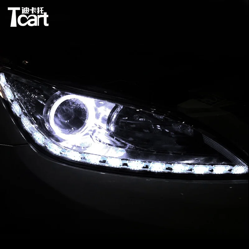 Tcart для VW Touareg DRL 2012 2013 Авто Светодиодный дневной Бег светильник с сигнал поворота
