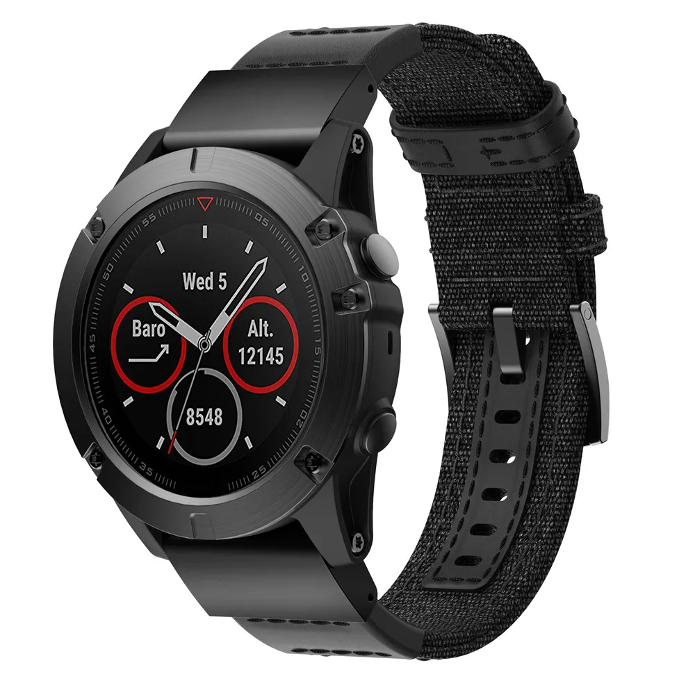 26mm Quick easy Fit strap for Garmin Fenix 5X /5X Plus/Fenix 3/3 HR/Fenix 5/935 Smart Watchbands strap Nylon Leather wristBand