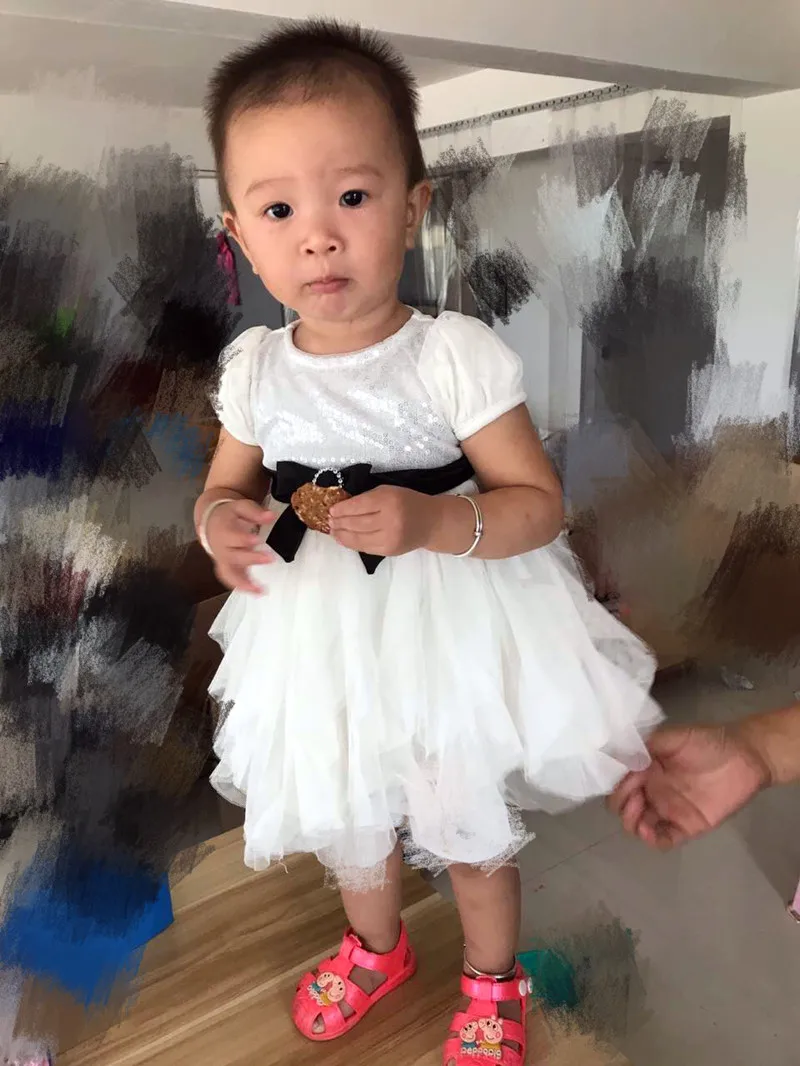 12M 18M 24M Baby Girls White Tutu Dress Infant Party Clothing for