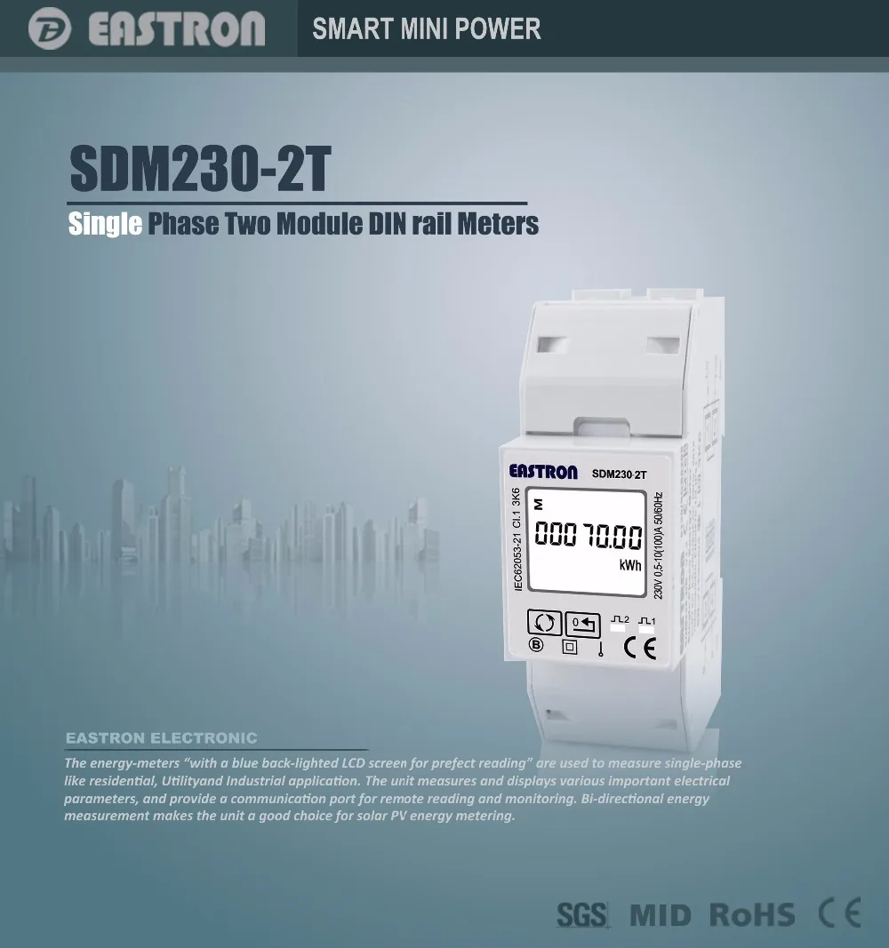 SDM230 2T Средний однофазный измеритель энергии 220/230 В выход импульса/Modbus RS485